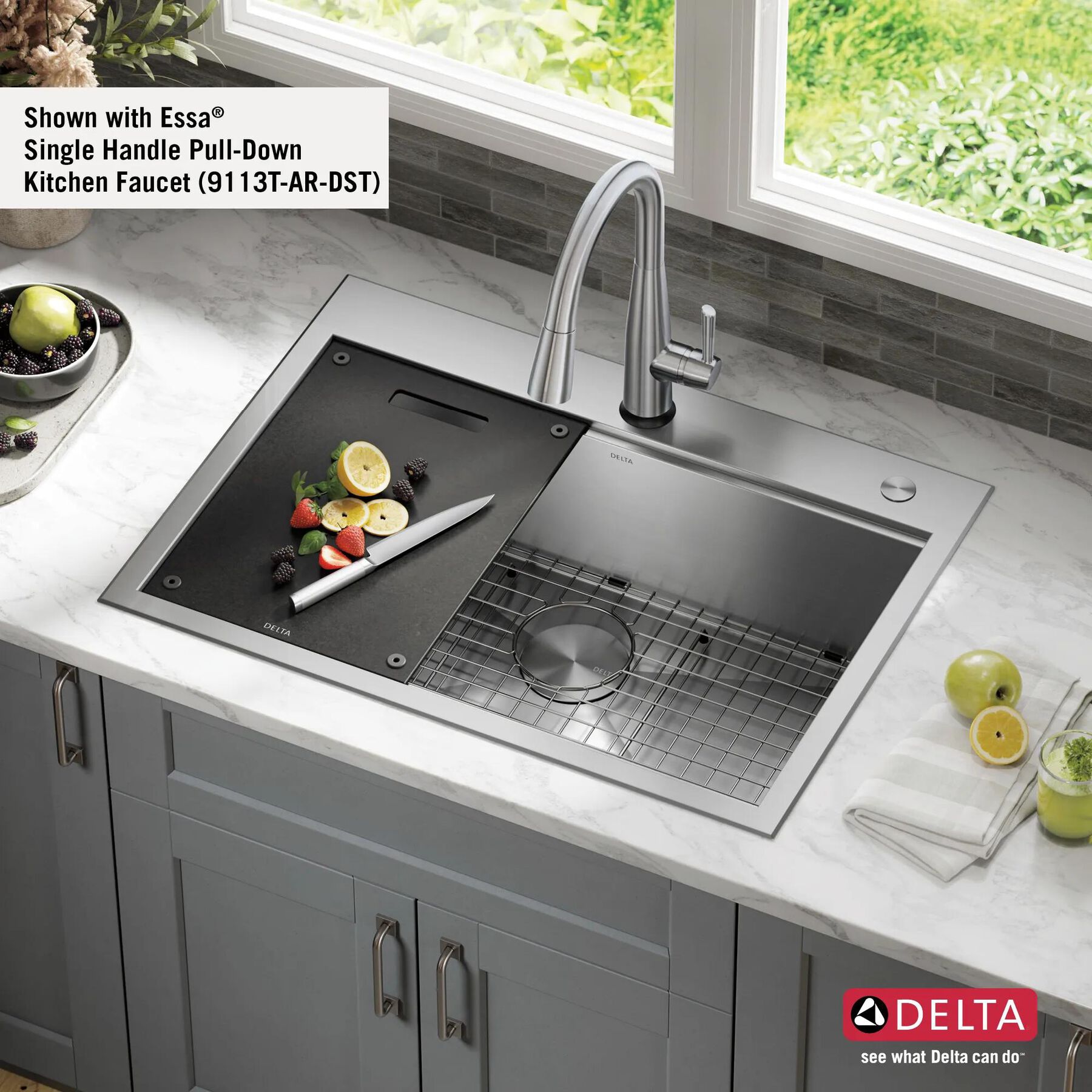 30&rdquo; Workstation Kitchen Sink&nbsp;Drop-In Top Mount&nbsp;16 Gauge&nbsp;Stainless Steel Single Bowl with&nbsp;WorkFlow&trade; Ledge&nbsp;and Accessories